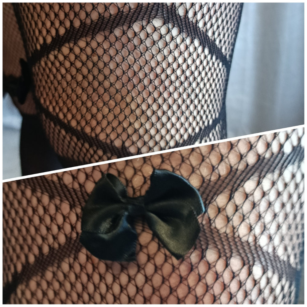Collant resille effet chaussette avec nœud