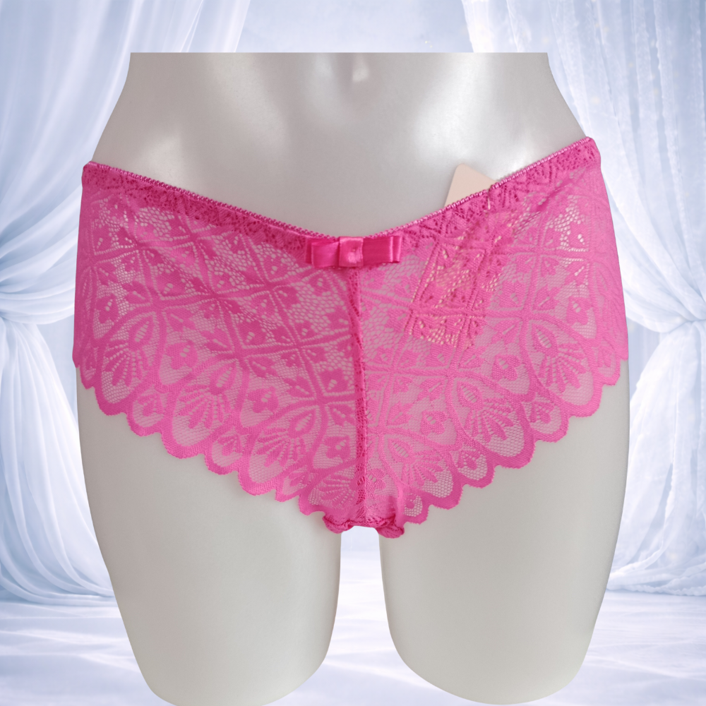 Ensemble dentelle rose Fuchsia sans armatures
