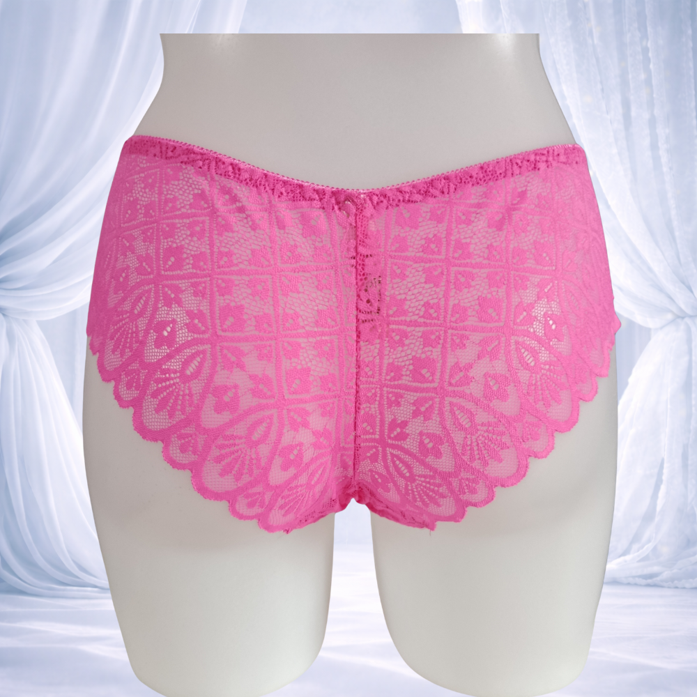 Ensemble dentelle rose Fuchsia sans armatures