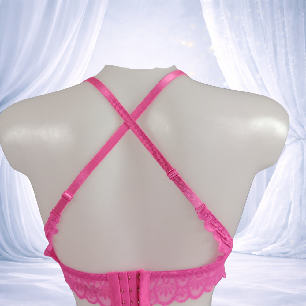 Ensemble dentelle rose Fuchsia sans armatures