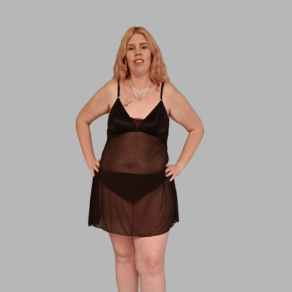 Nuisette satin et transparente