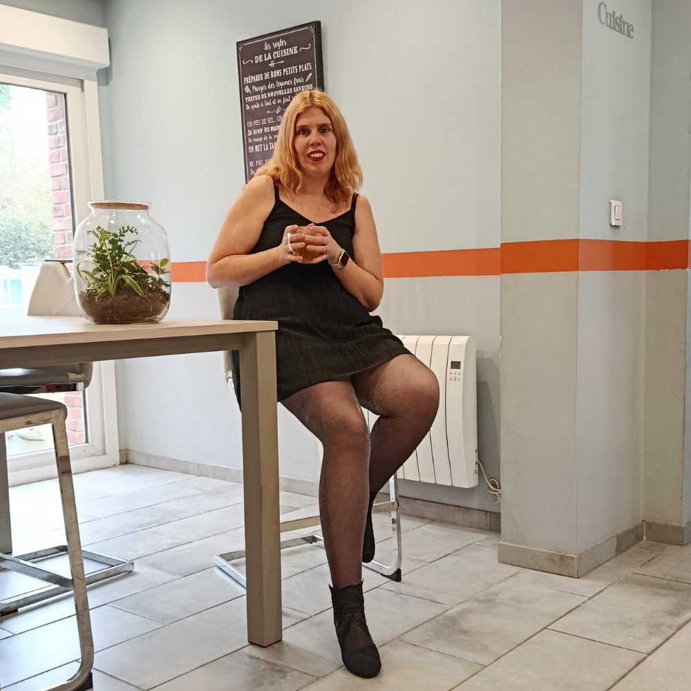 Collant voile brillant argenté