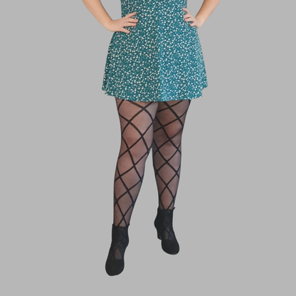 Collant voile motif grand losange