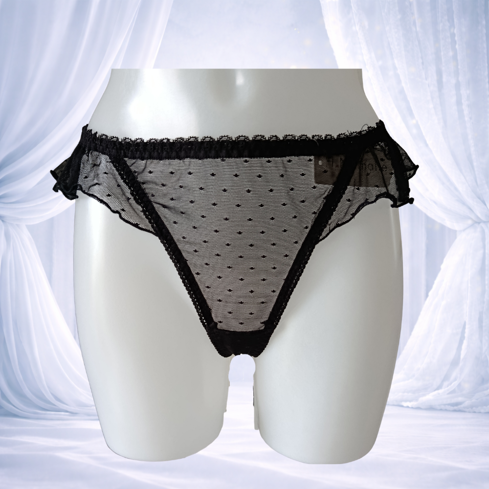 Ensemble sans armatures noir dentelle et voile