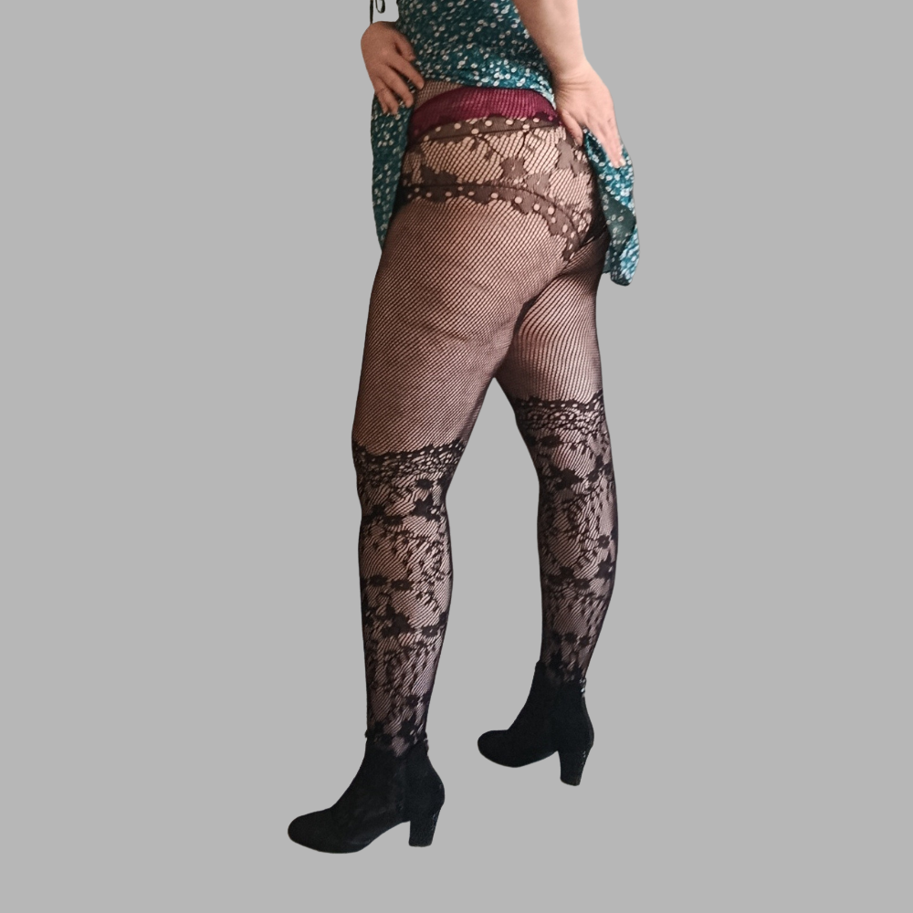 Collant résille fleur