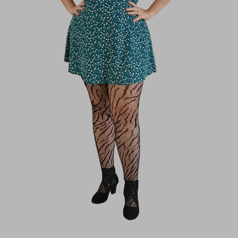Collant résille à motif zèbre