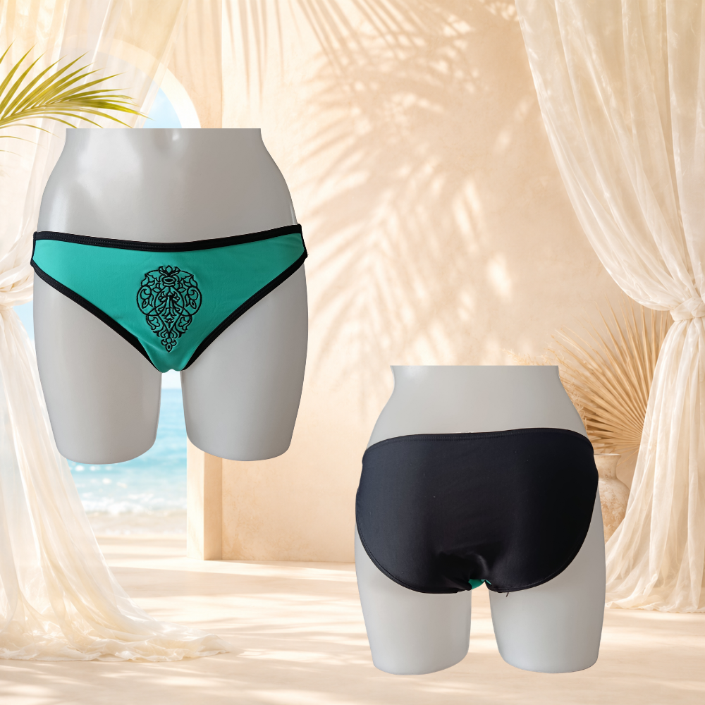 Bikini turquoise brodé