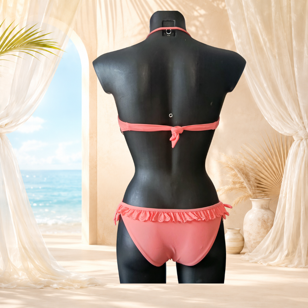 Bikini corail à volants