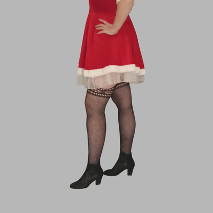 Collant porte jerretelle résille effet bas à strass