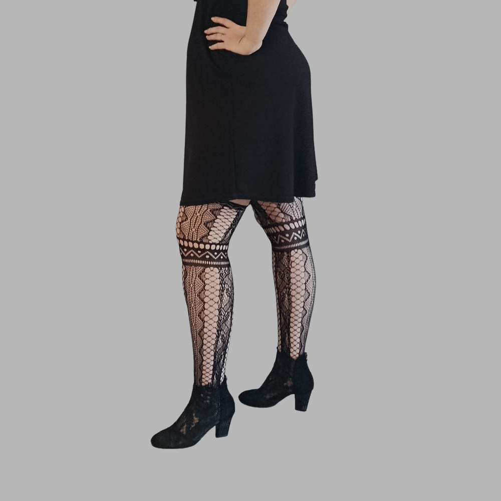 Collant Résille fantaisie porte jarretelle