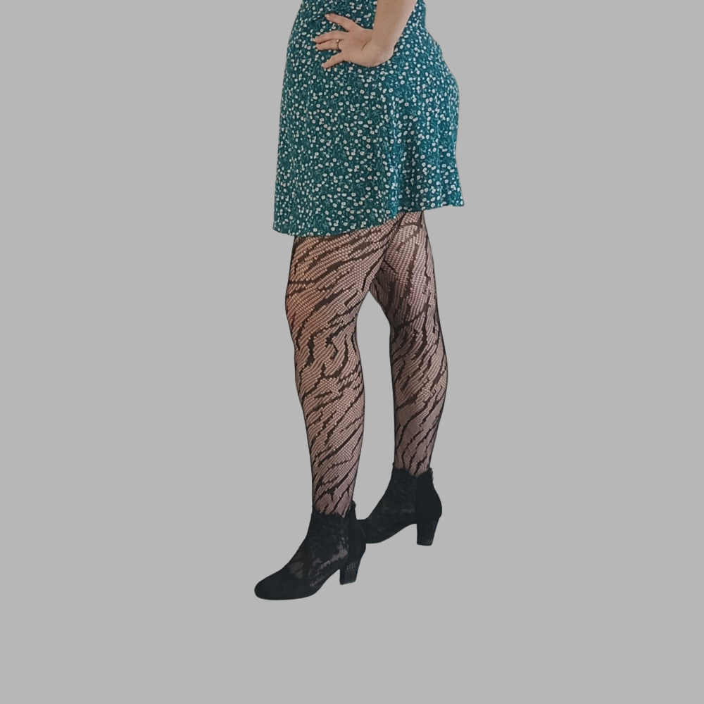 Collant résille à motif zèbre