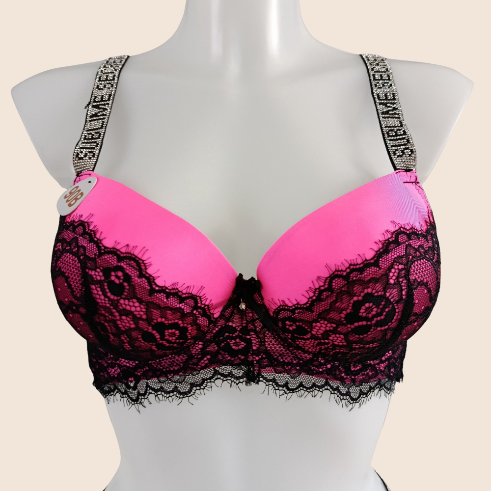 Ensemble fuchsia push up avec strass