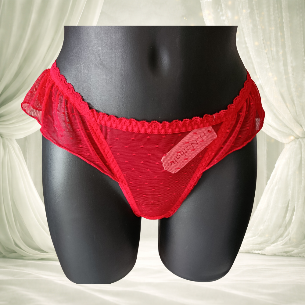 Ensemble sans armatures rouge dentelle et voile