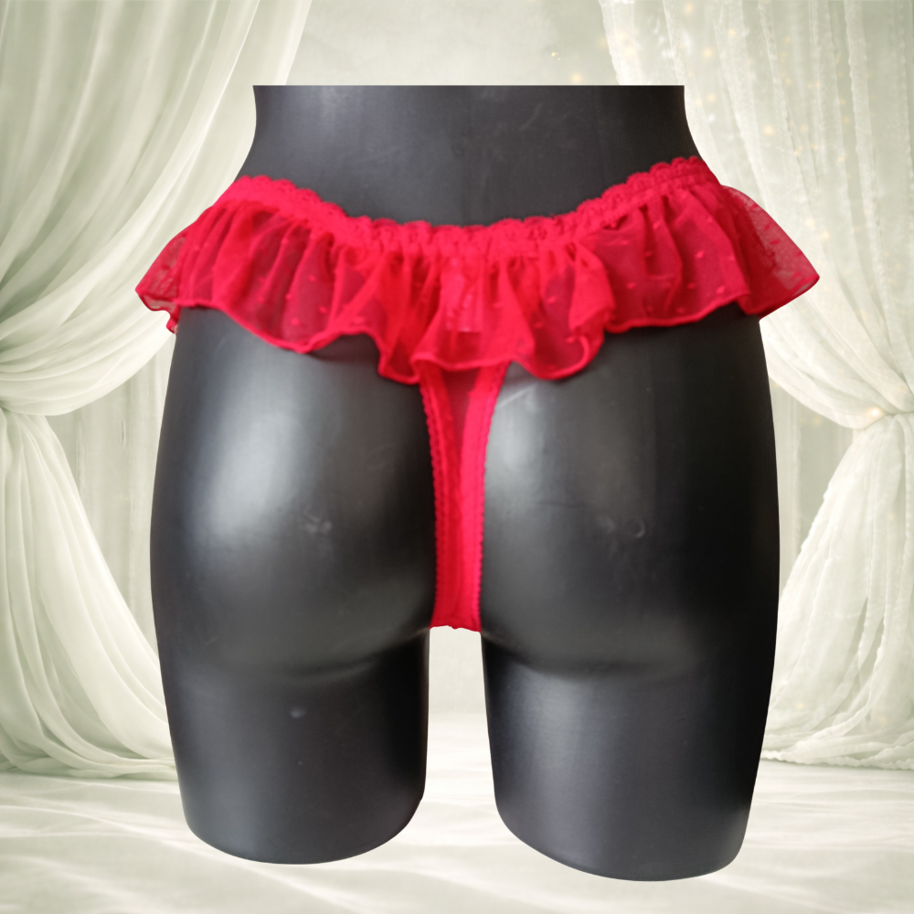 Ensemble sans armatures rouge dentelle et voile