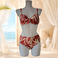 Bikini imprimé tropical bordeaux
