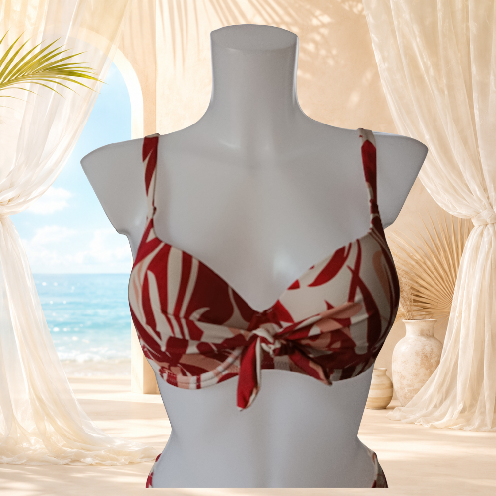 Bikini imprimé tropical bordeaux