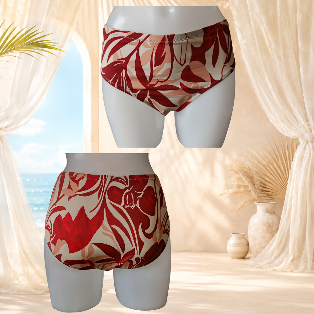 Bikini imprimé tropical bordeaux