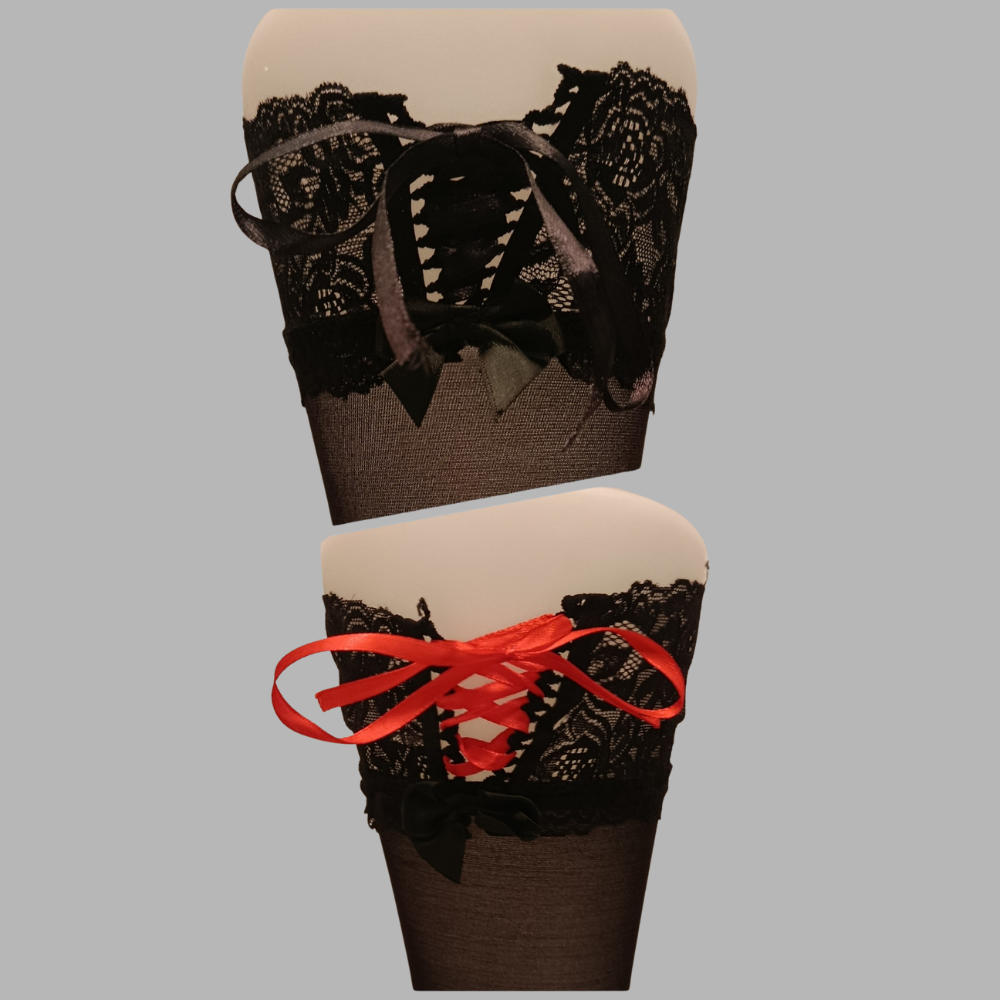 Bas voile avec dentelle et lacet auto fixant