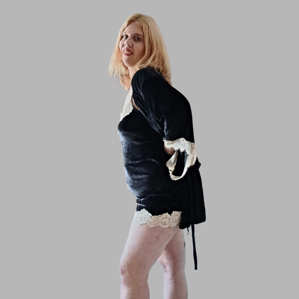 Ensemble Nuisette et Kimono en velours noir