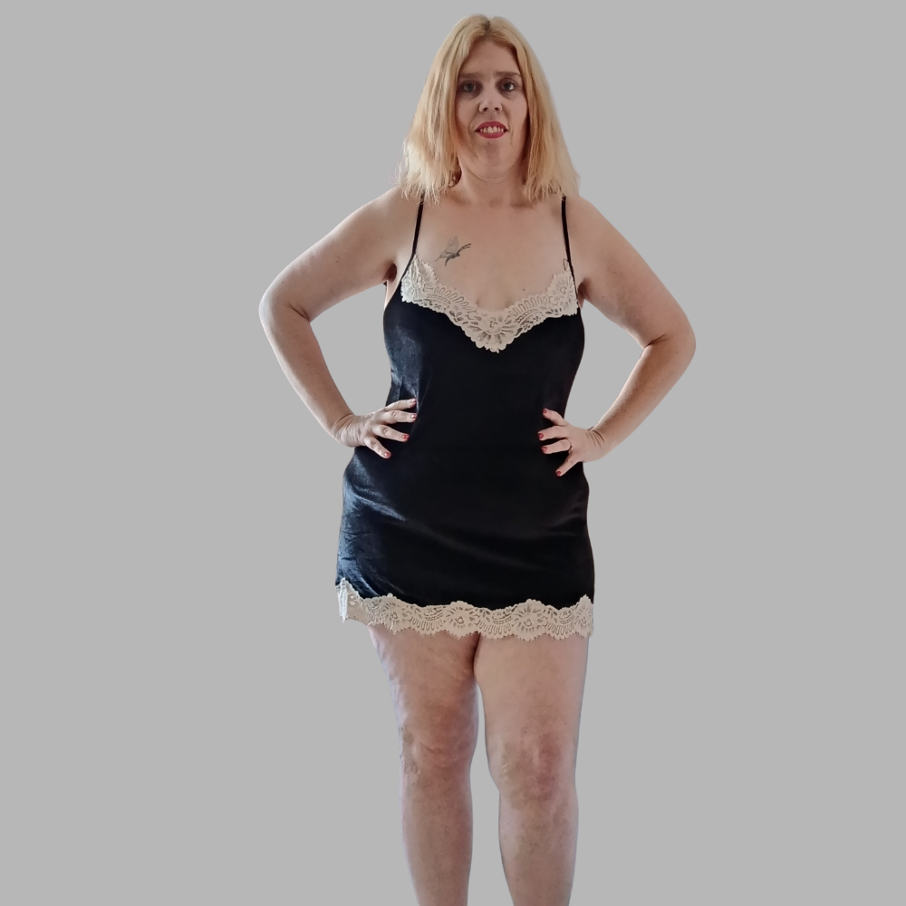 Ensemble Nuisette et Kimono en velours noir