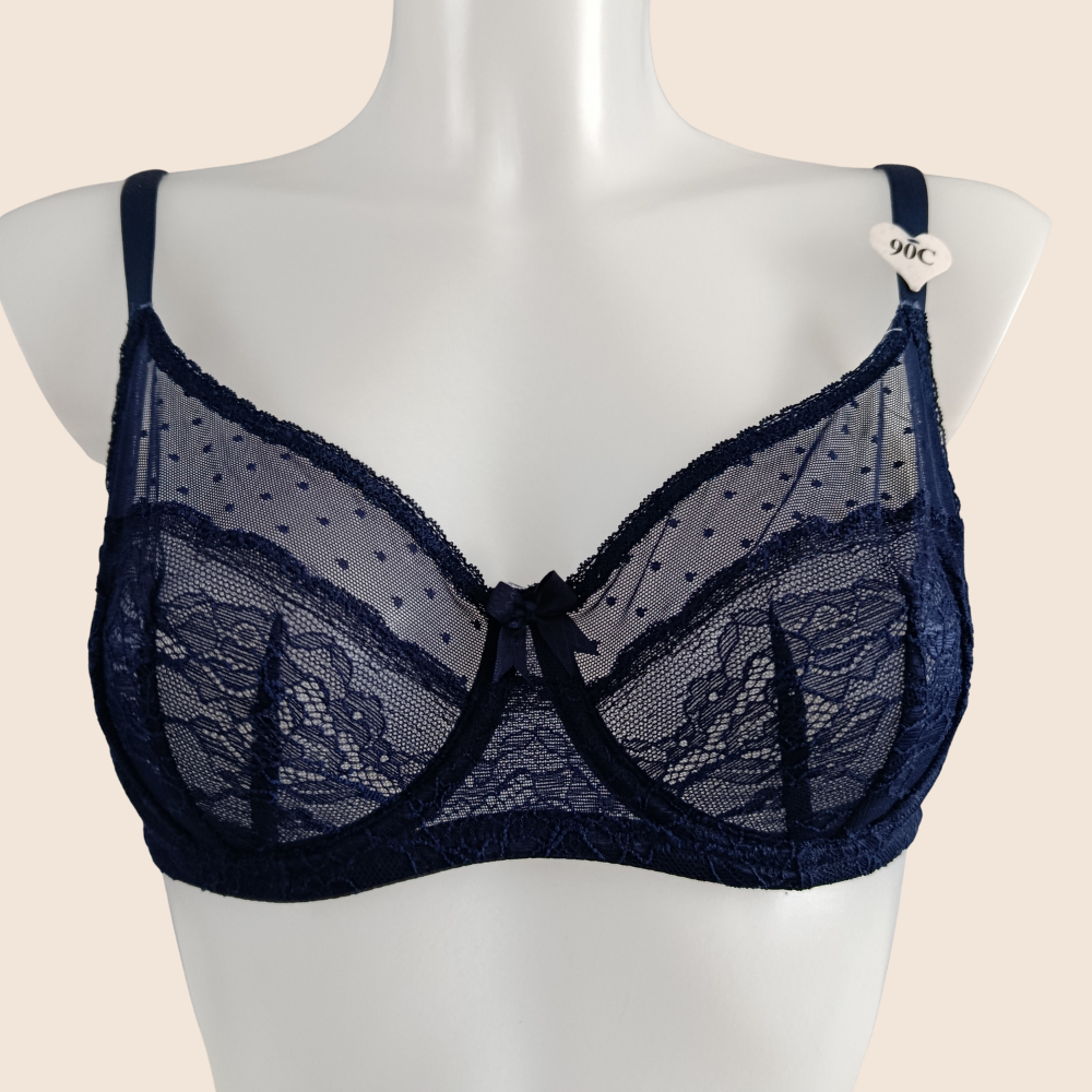 Ensemble 2 pièces dentelle bleu- Fabrication française