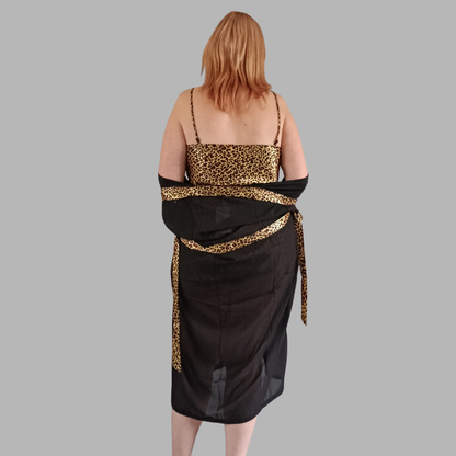 Ensemble kimono et nuisette en satin léopard