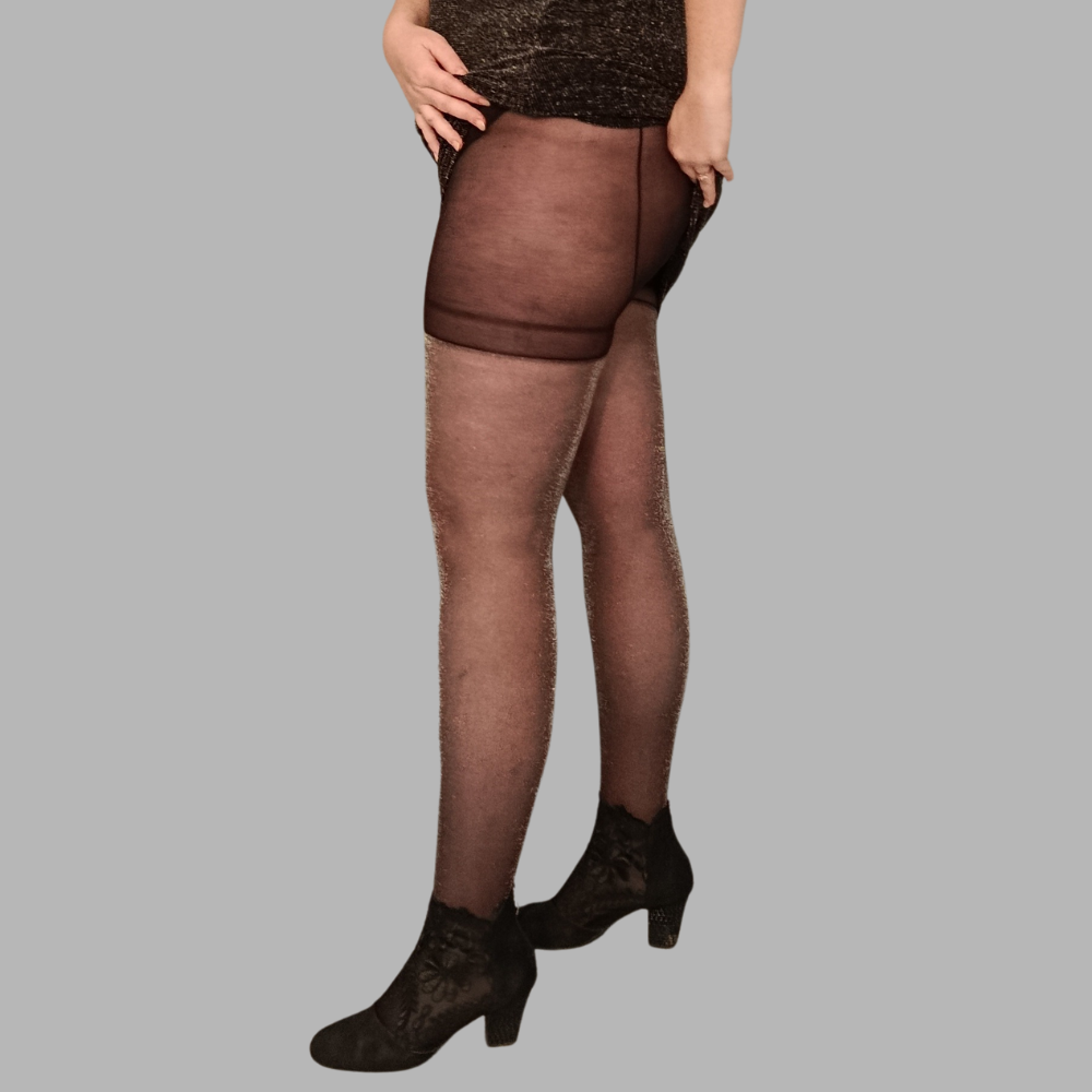 Collant voile brillant argenté