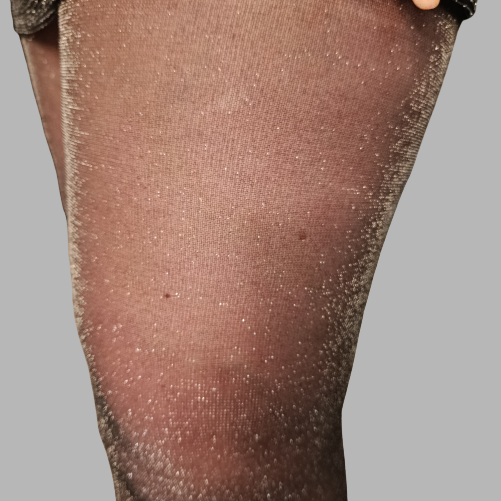 Collant voile brillant argenté