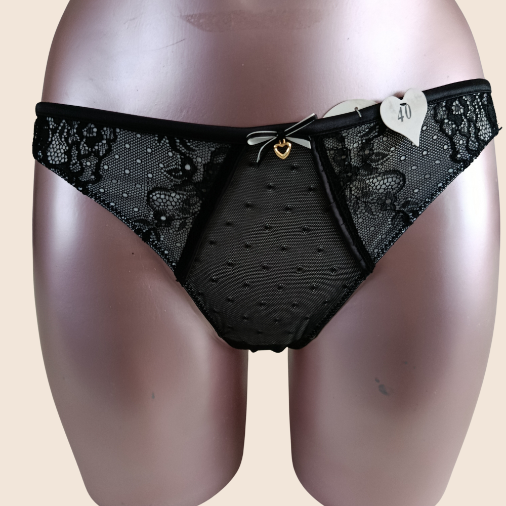 Ensemble push up noir et gris string