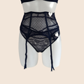 Ceinture porte-jarretelles en dentelle bleue transparente