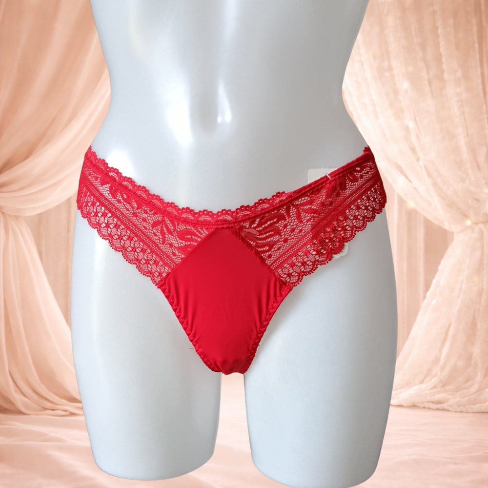 String H & Nathalie – satin & dentelle rouge