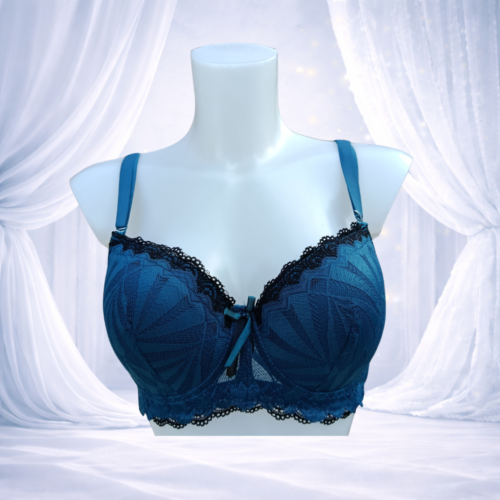 Ensemble soutien-gorge et culotte vert foncé en dentelle