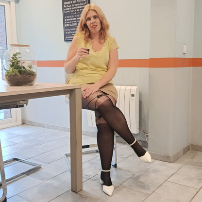 Collant resille effet bas avec nœud