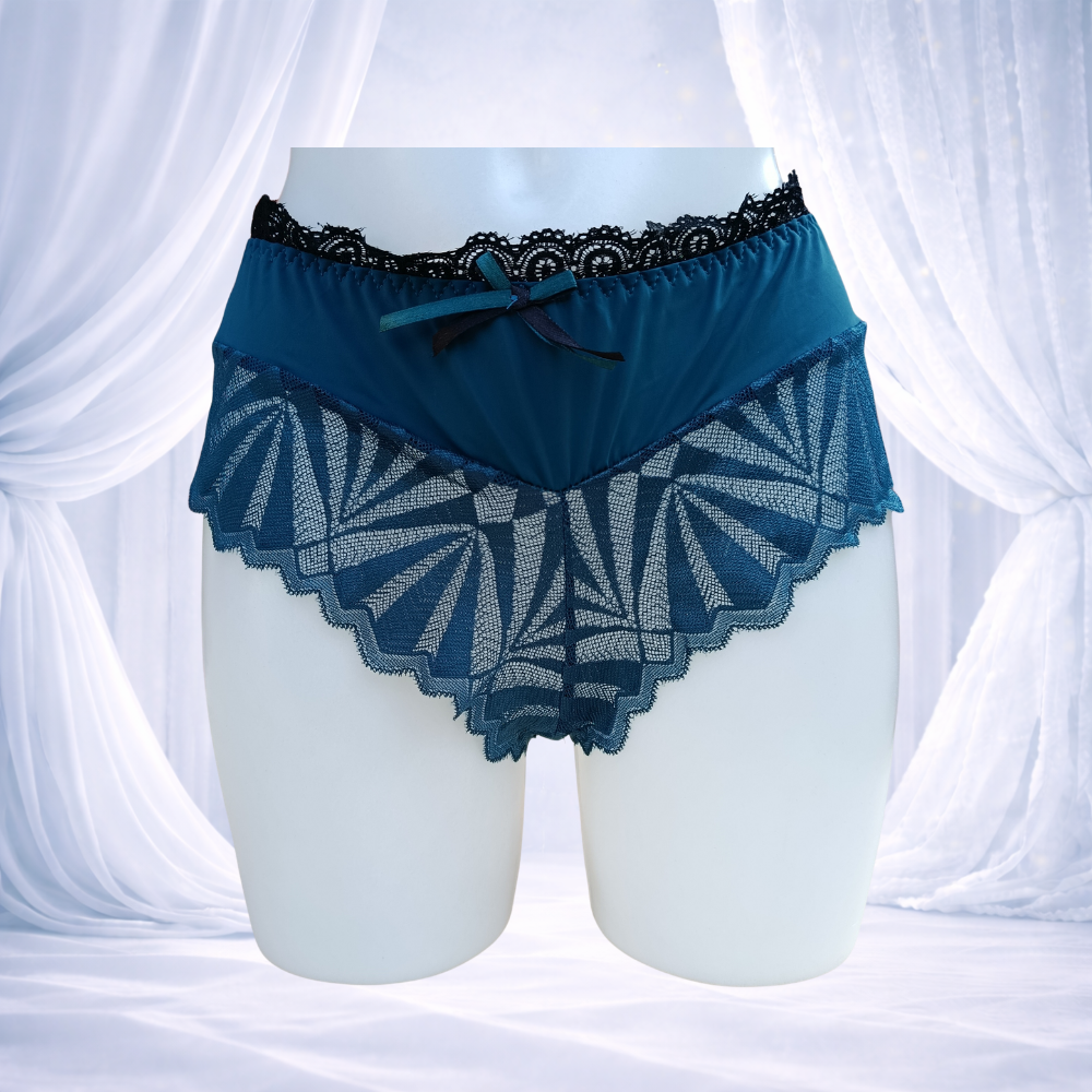 Ensemble soutien-gorge et culotte vert foncé en dentelle