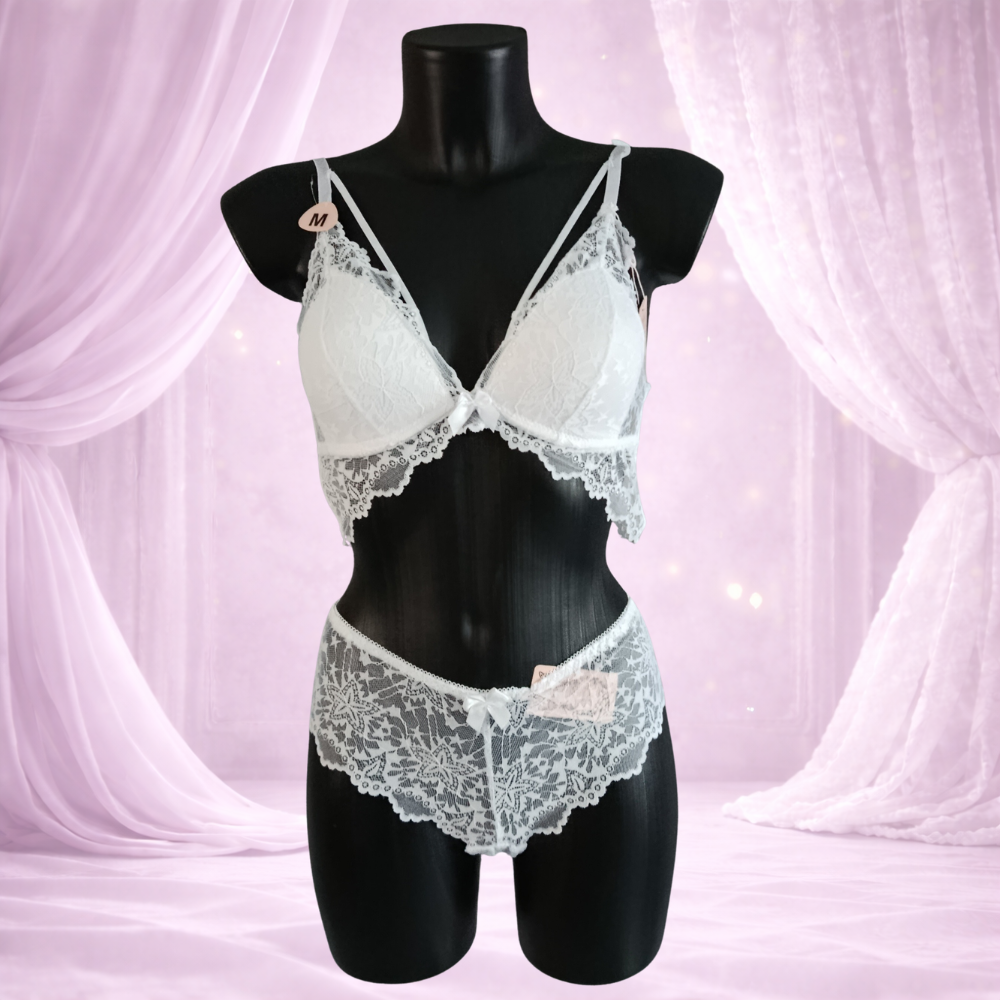Ensemble Blanc dentelle sans armatures