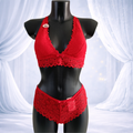 Ensemble rouge dentelle sans armatures dos c