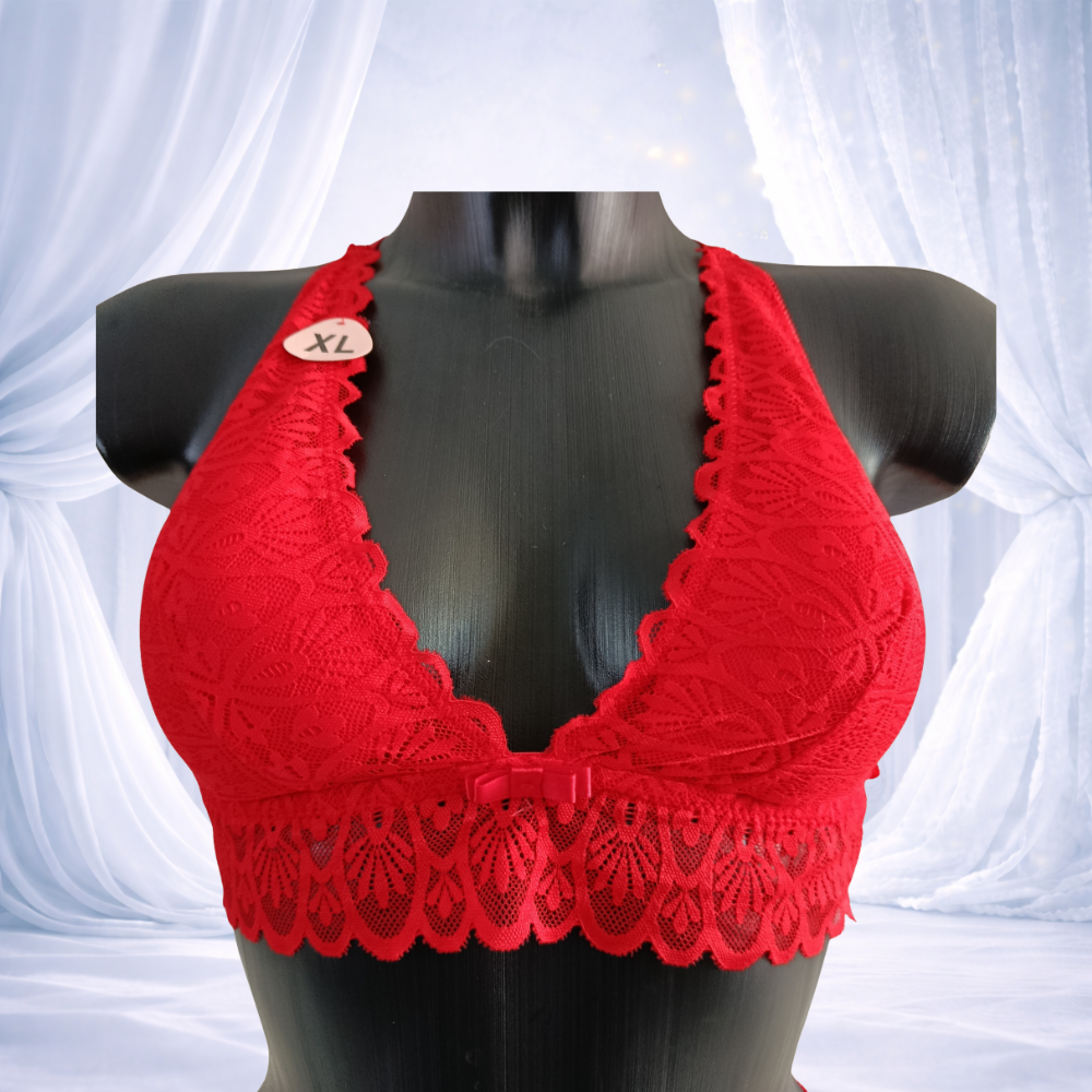 Ensemble rouge dentelle sans armatures dos c