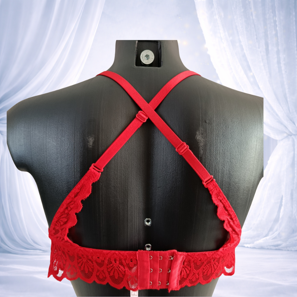 Ensemble rouge dentelle sans armatures dos c
