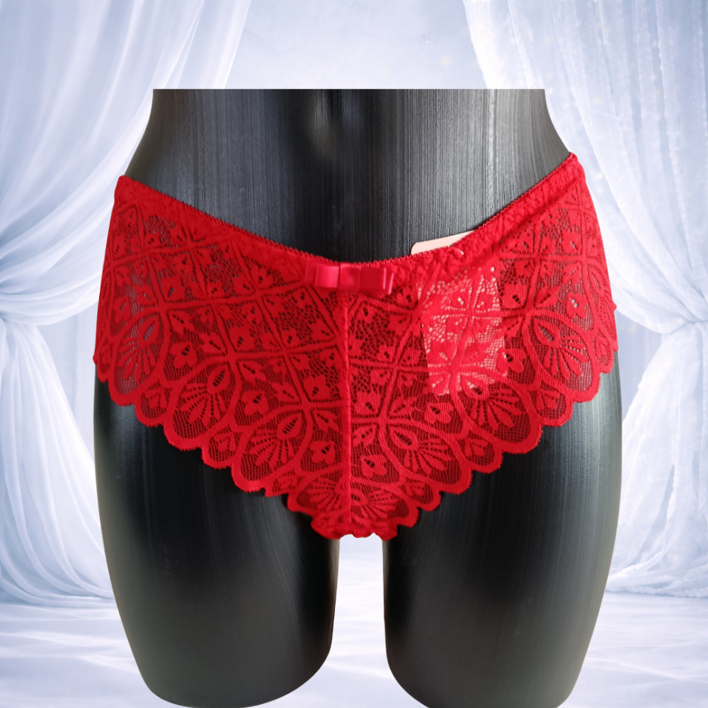 Ensemble rouge dentelle sans armatures dos c