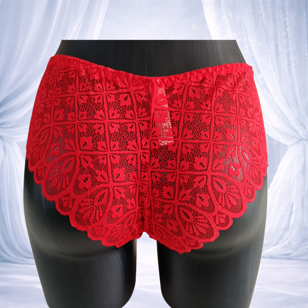 Ensemble rouge dentelle sans armatures dos c