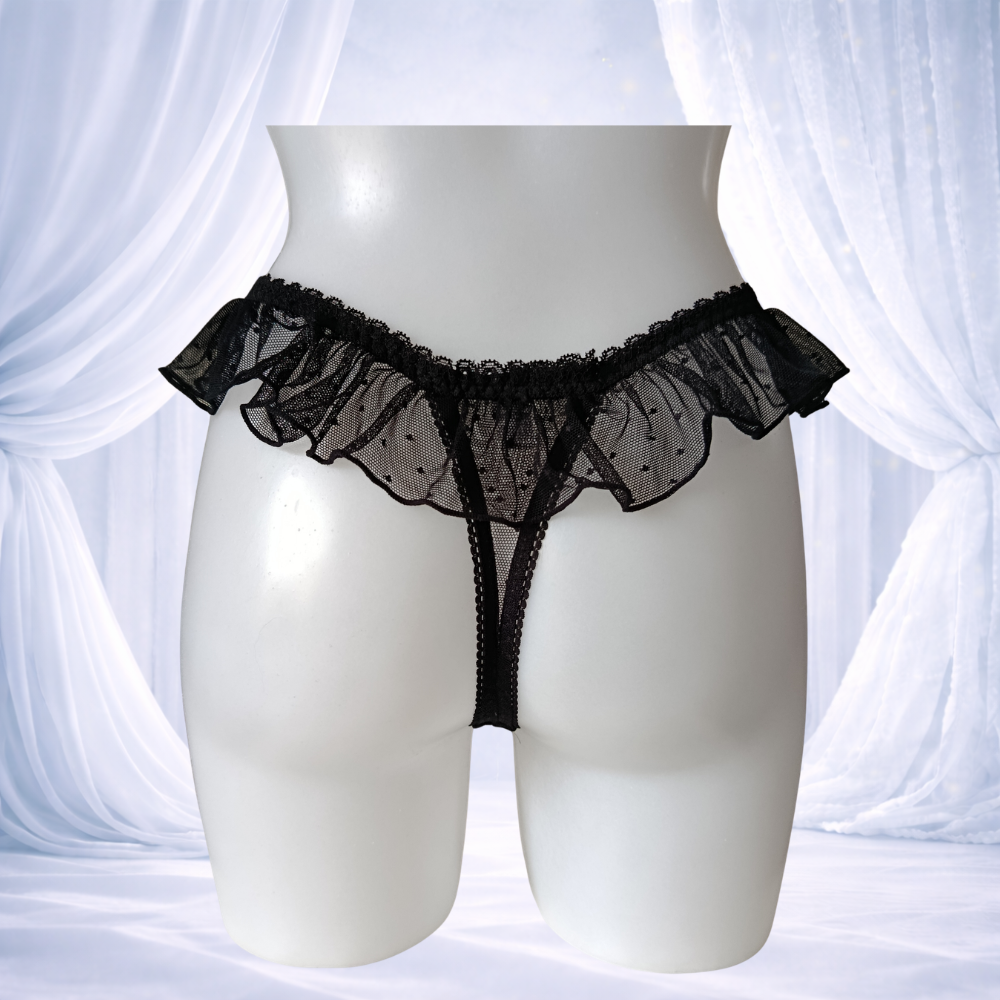 Ensemble sans armatures noir dentelle et voile