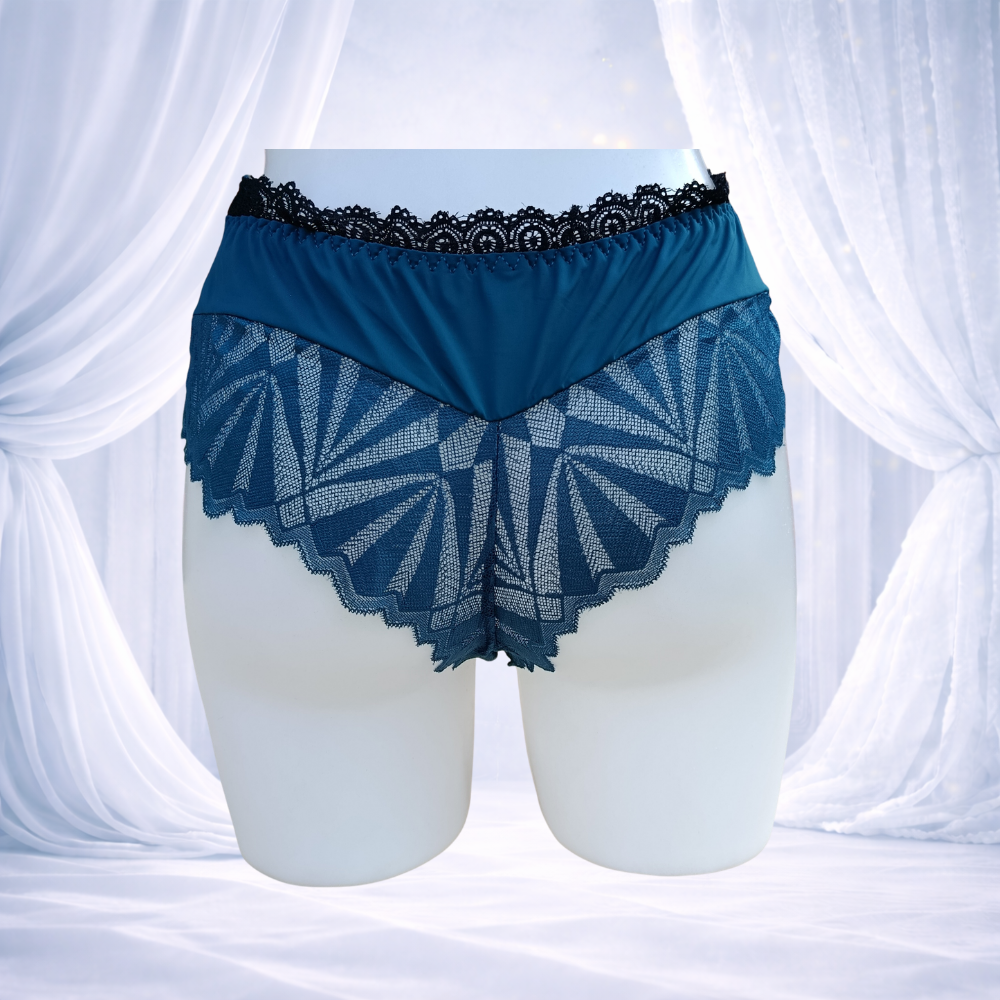 Ensemble soutien-gorge et culotte vert foncé en dentelle
