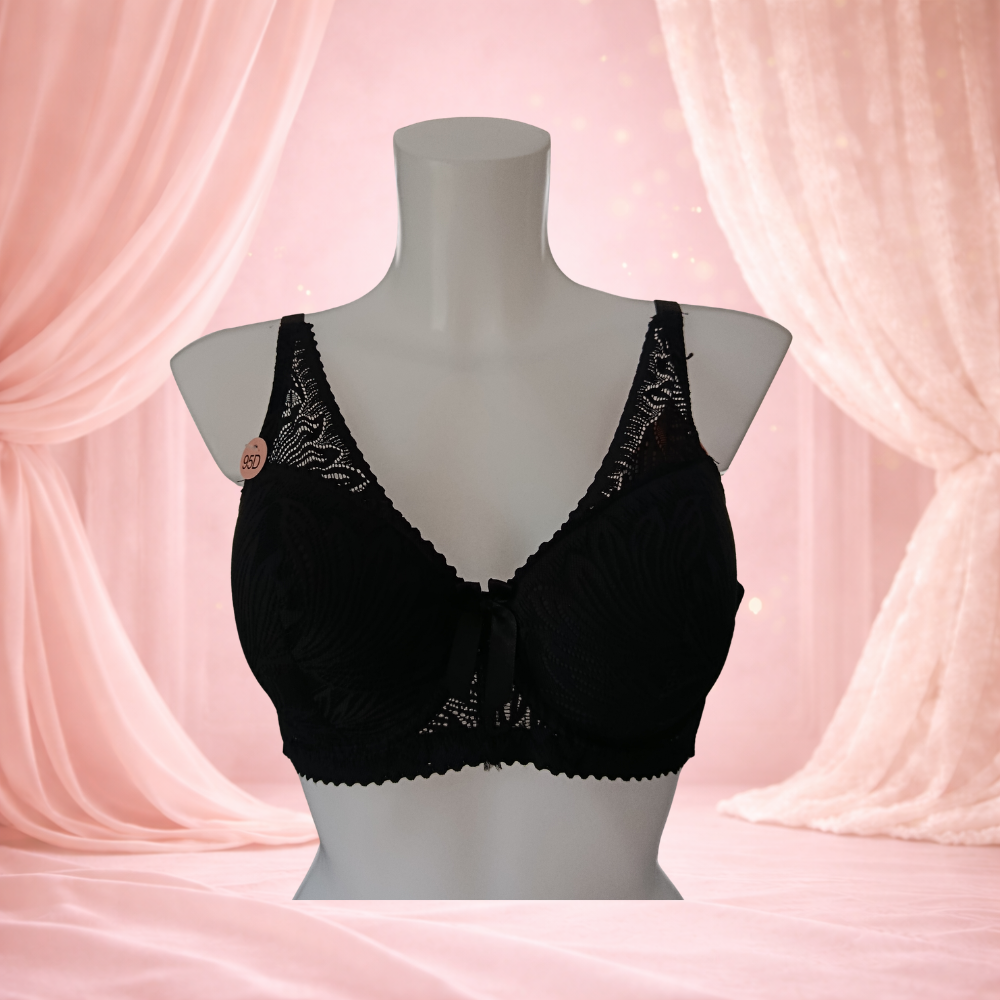 Ensemble noir en dentelle avec armatures – Spécial bonnet D