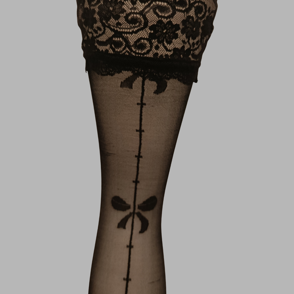 Bas fantaisie motifs nœuds auto fixant