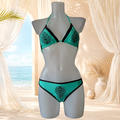 Bikini turquoise brodé