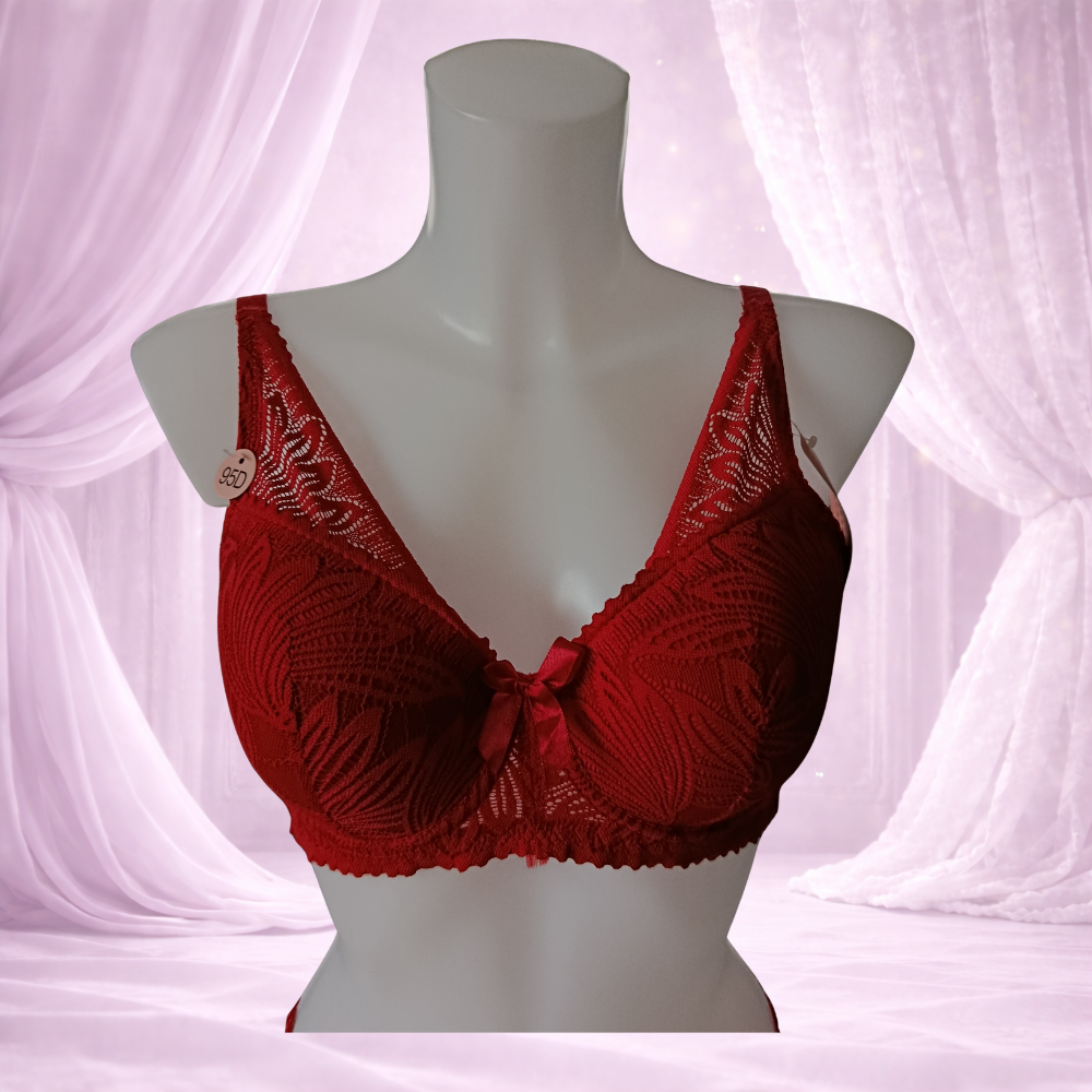 Ensemble rouge en dentelle avec armatures – Spécial bonnet D