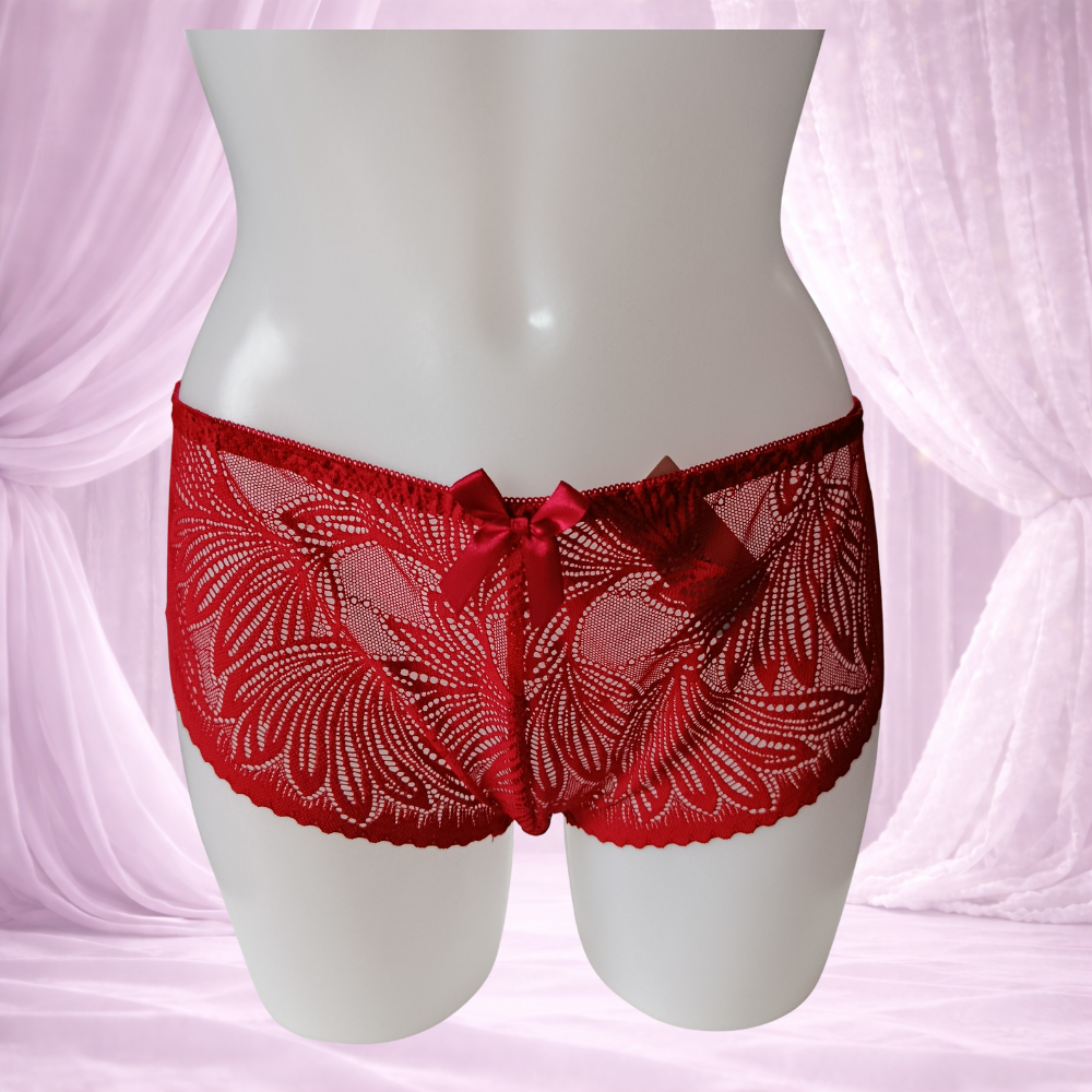 Ensemble rouge en dentelle avec armatures – Spécial bonnet D