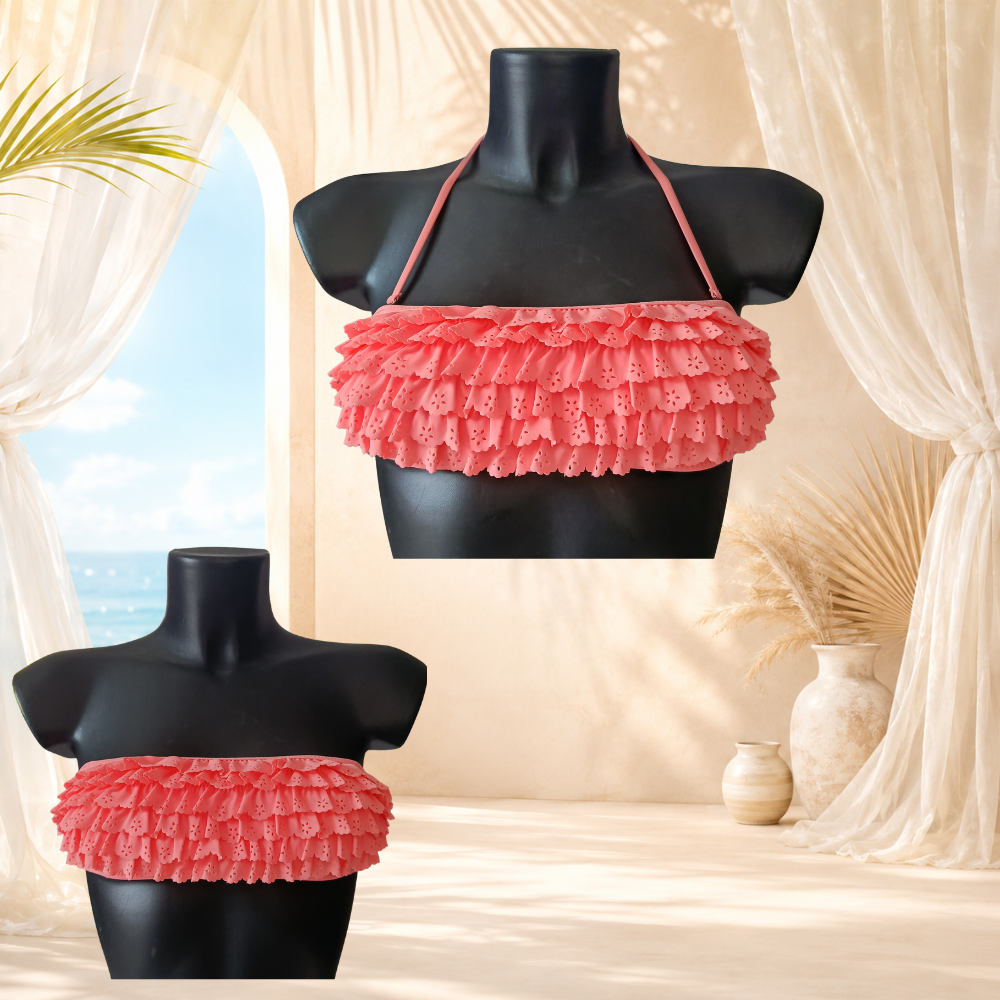 Bikini corail à volants