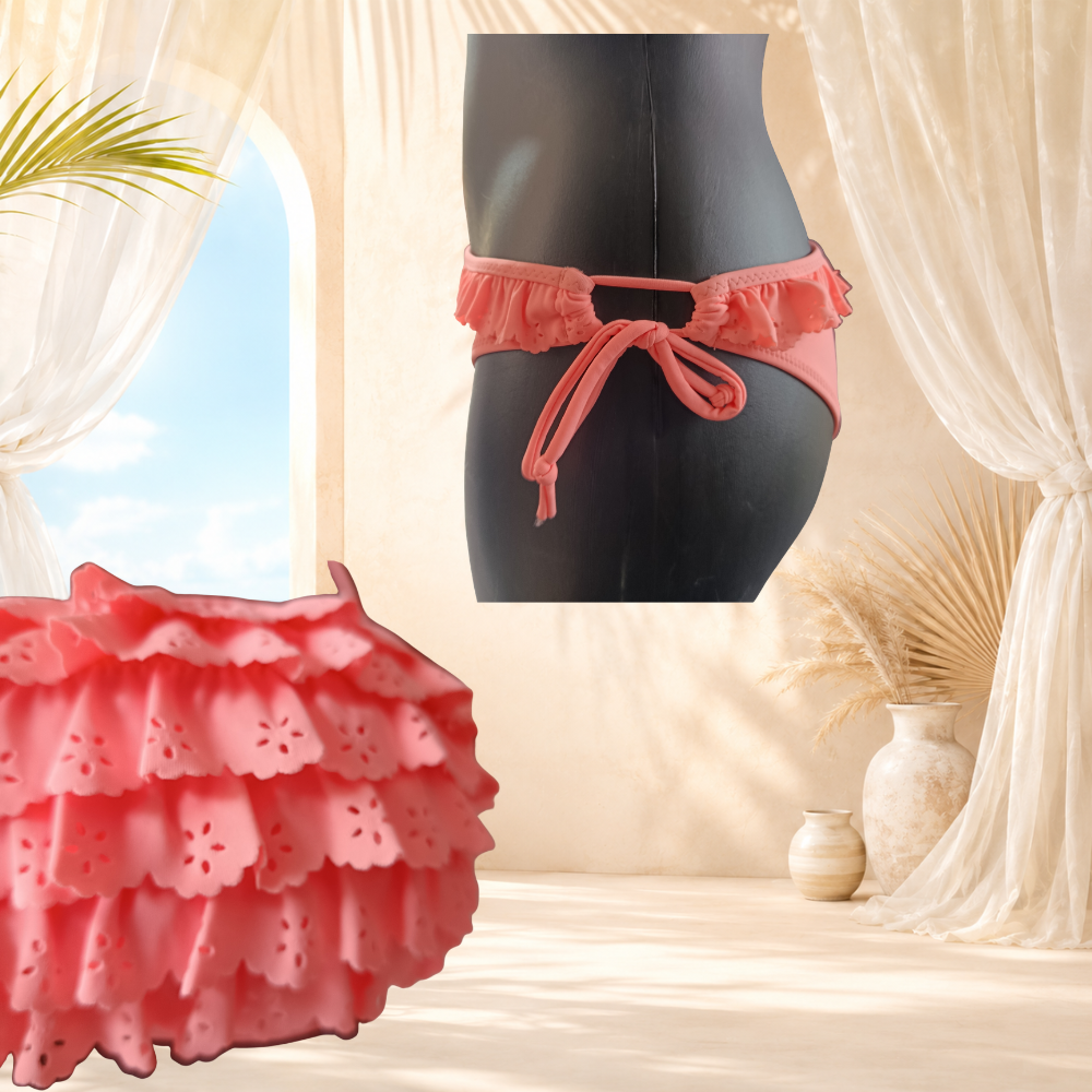 Bikini corail à volants