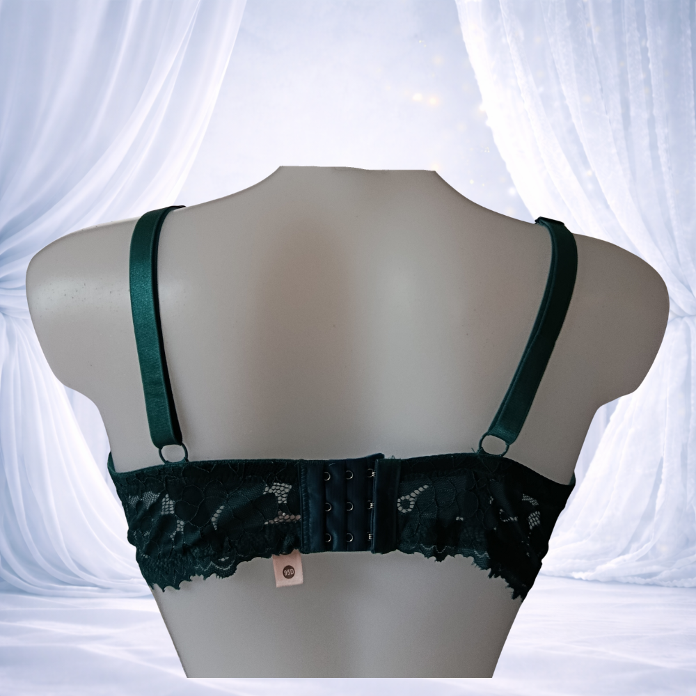 Ensemble vert émeraude en dentelle avec armatures – Spécial bonnet D